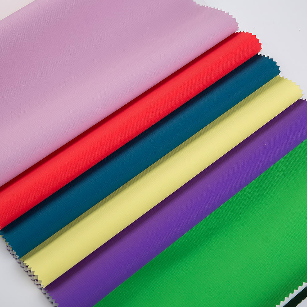 Ribstop nylon taslan fabric with milky pu coating